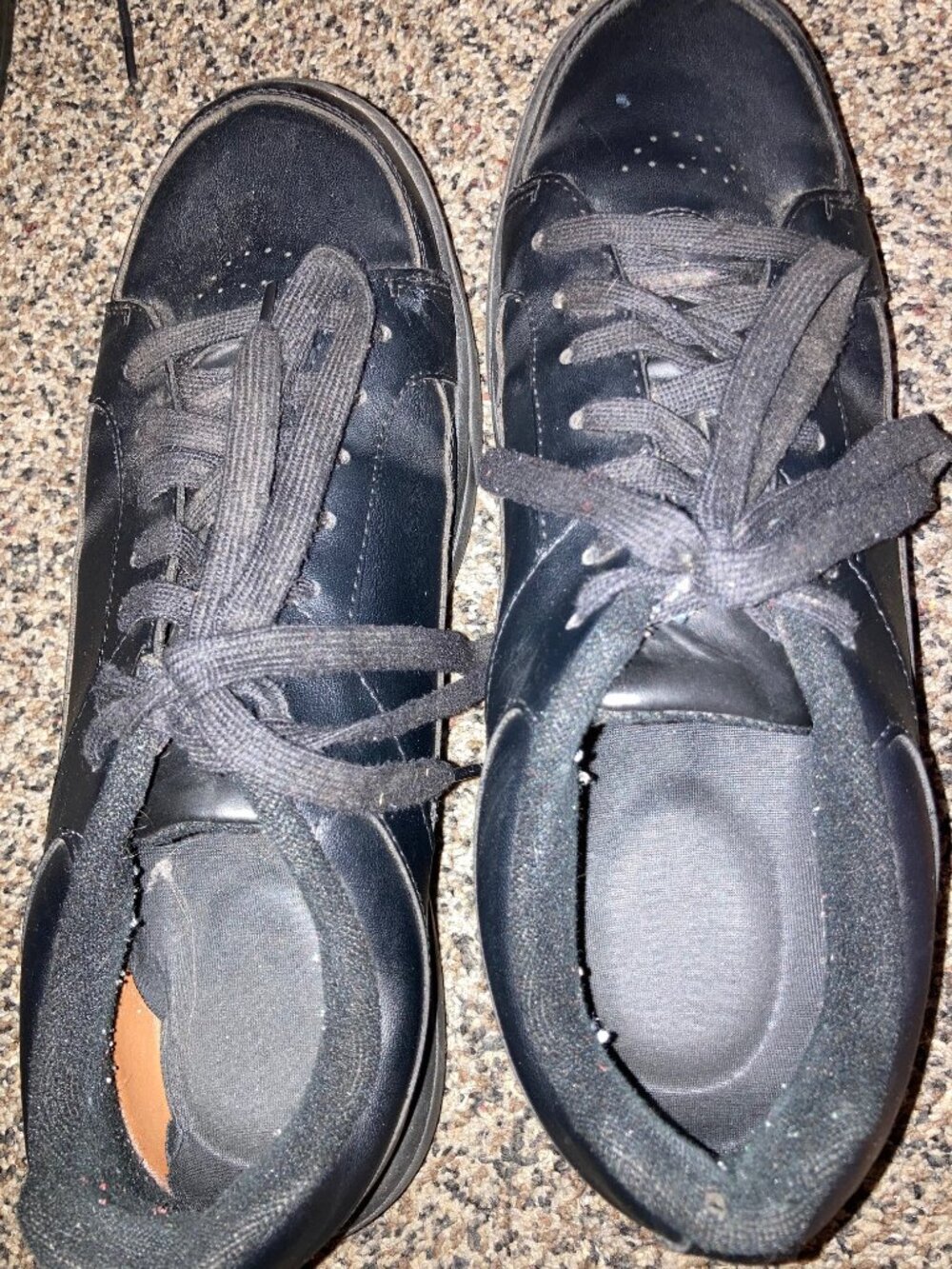 Black Safe T Step Leather Tennis Shoes